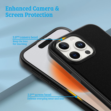 iPhone 15 Pro Shockproof Case Cover with Wireless Charging Support - Easy Grip, Slip-Proof, Screen & Camera Lens Guard - Black